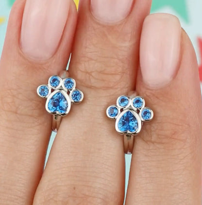 Cute Paw Apatite Gemstone Earring Cushionblue