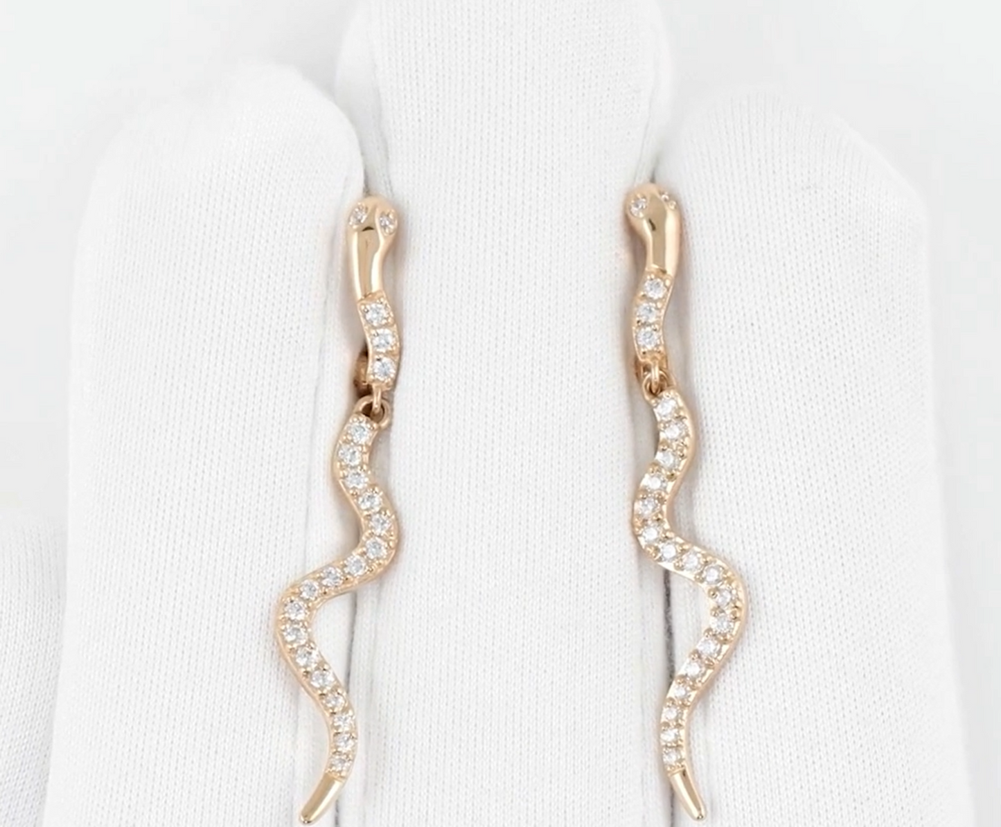 14k Gold Long Spiral Snake Hoop Earring Cushionblue