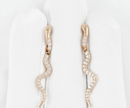 14k Gold Long Spiral Snake Hoop Earring Cushionblue