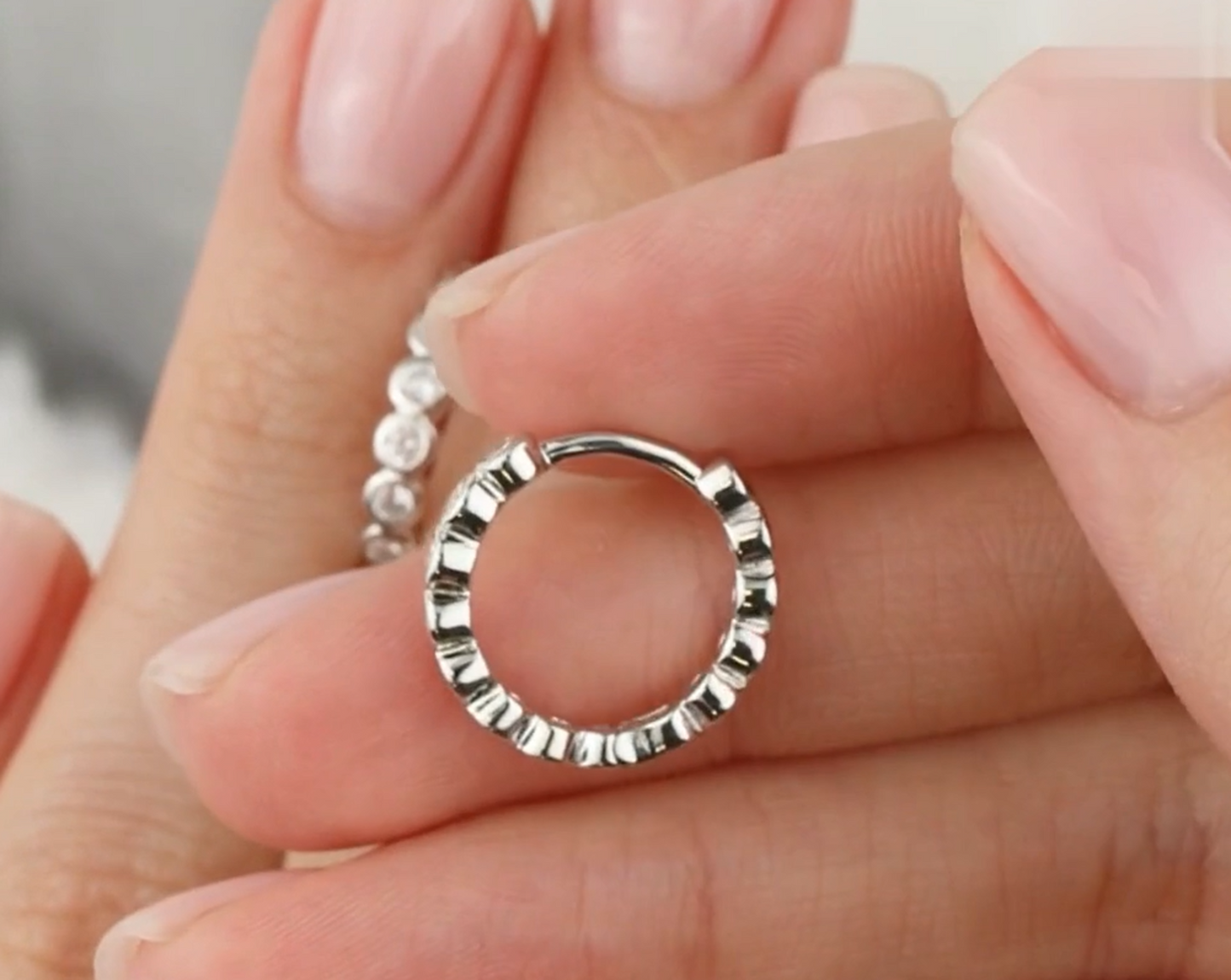 Elegant 14K Solid White Gold Diamond Huggie Earrings |Bezel Set Natural Diamond |Minimalist Fine Jewelry | Real Gold Hoop Earrings for Women Cushionblue
