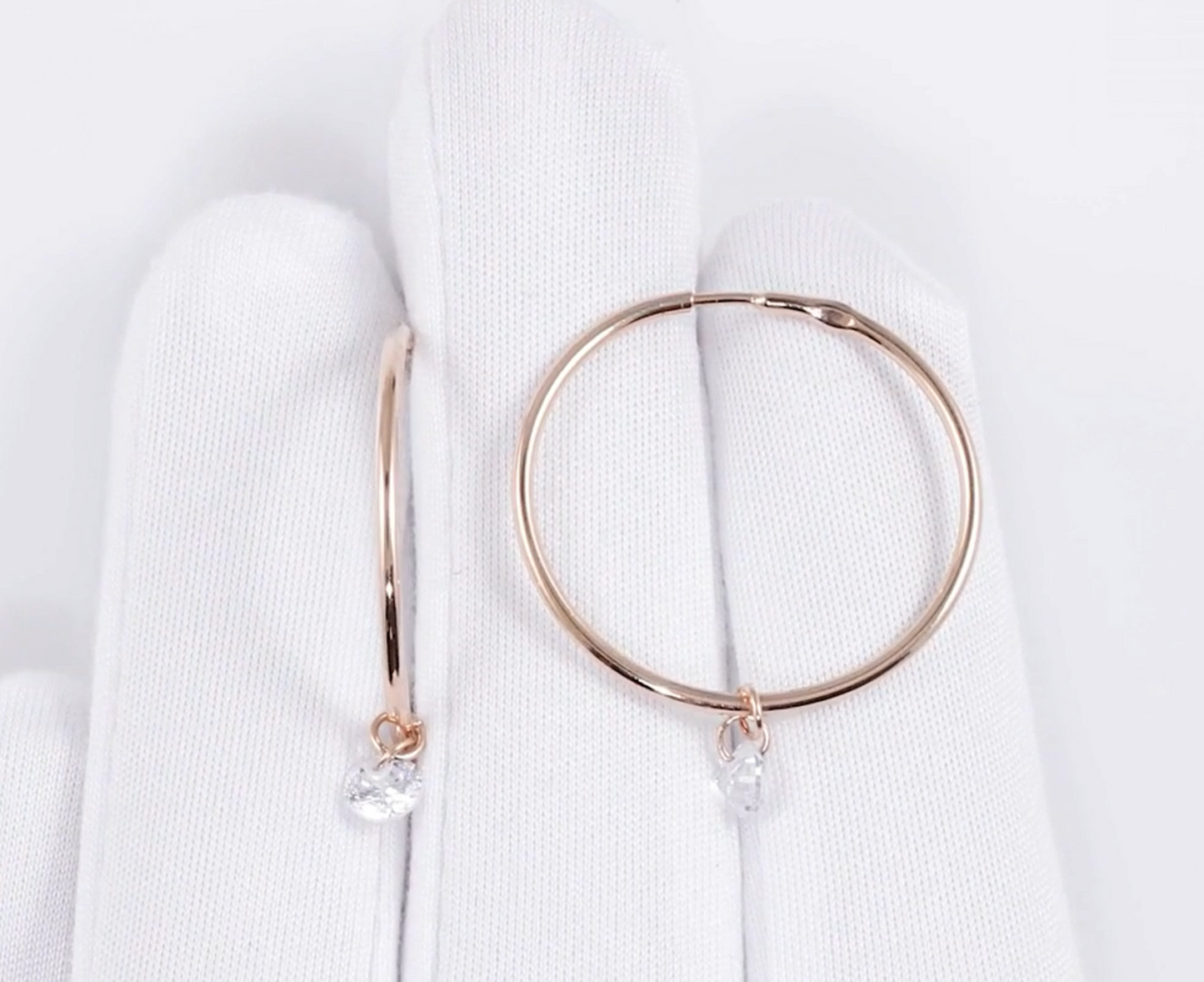 14K Solid Gold Single Diamond Drop Earring Cushionblue