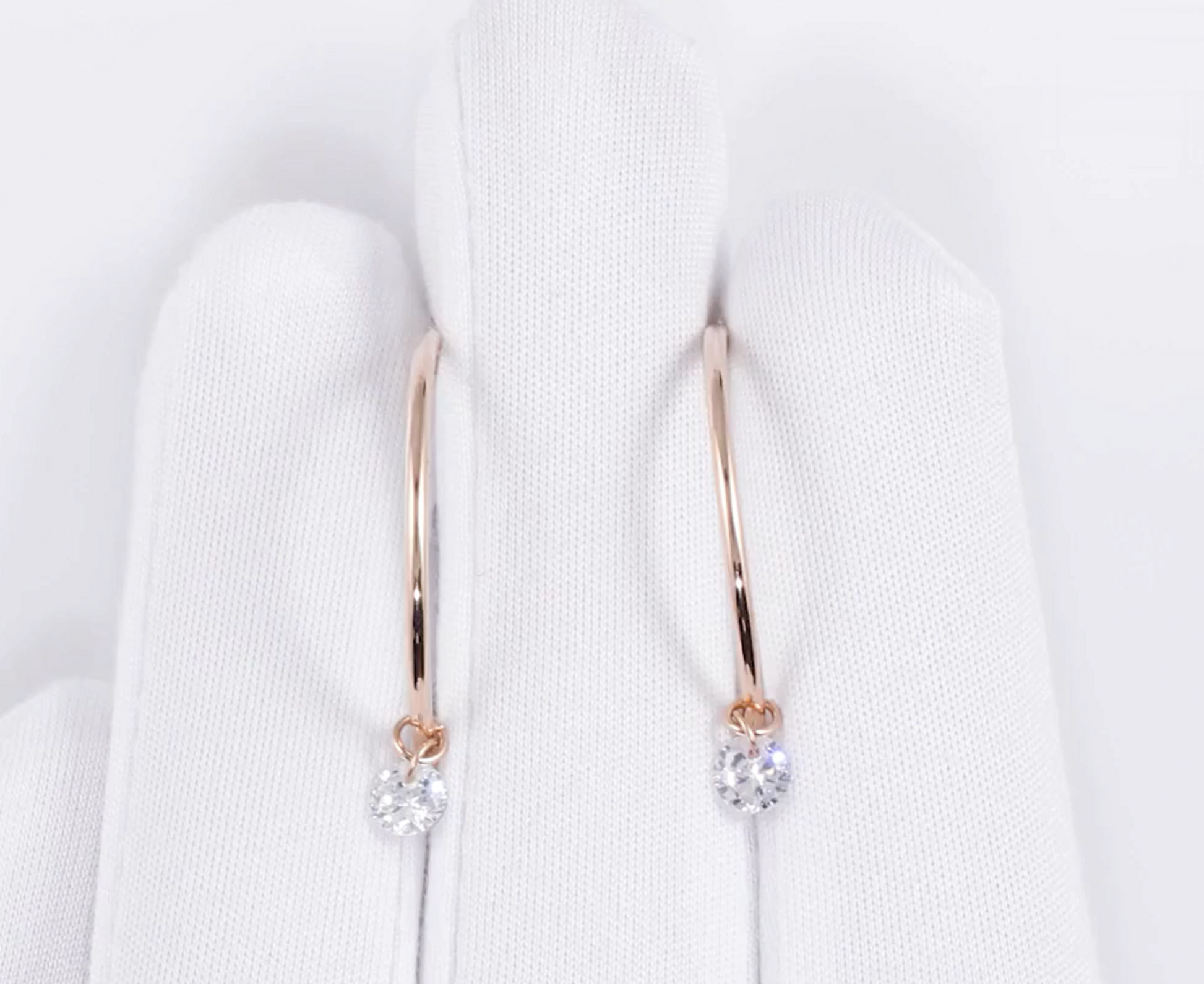 14K Solid Gold Single Diamond Drop Earring Cushionblue