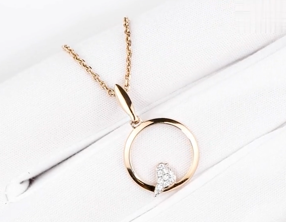 14K Gold Diamond Swallow Necklace | Open Circle Bird Pendant  | Round Gold Pendant Necklace | Bird Jewelry Gift for Friends | Stylish Gold Necklace. Cushionblue