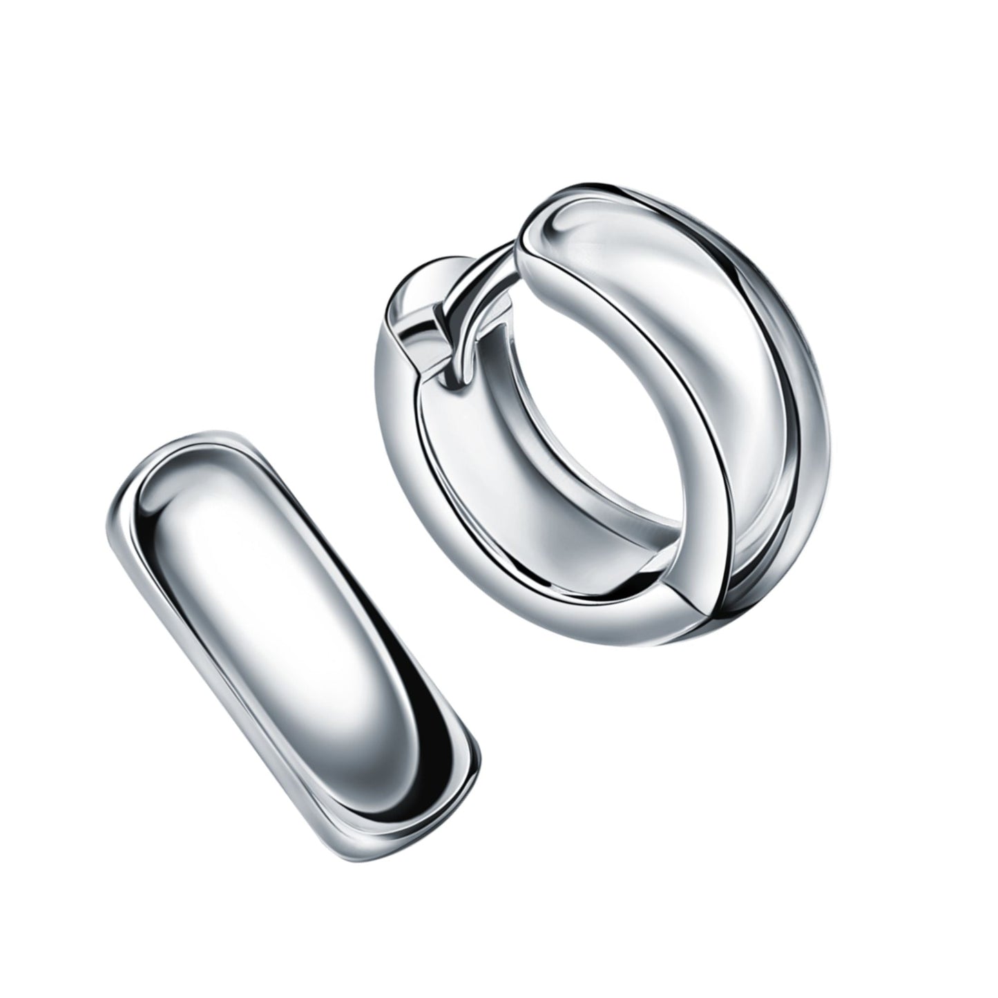 14k Gold Thick Hinged Huggies Earring, Huggie Hoop Earrings, 925 Sterling Silver. Cushionblue