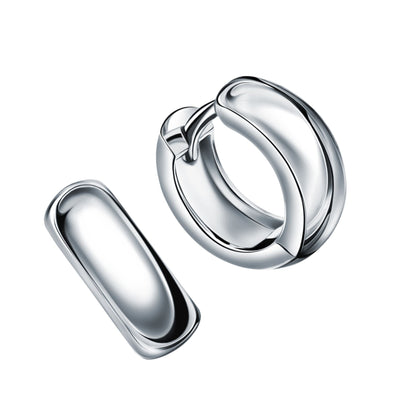 14k Gold Thick Hinged Huggies Earring, Huggie Hoop Earrings, 925 Sterling Silver. Cushionblue