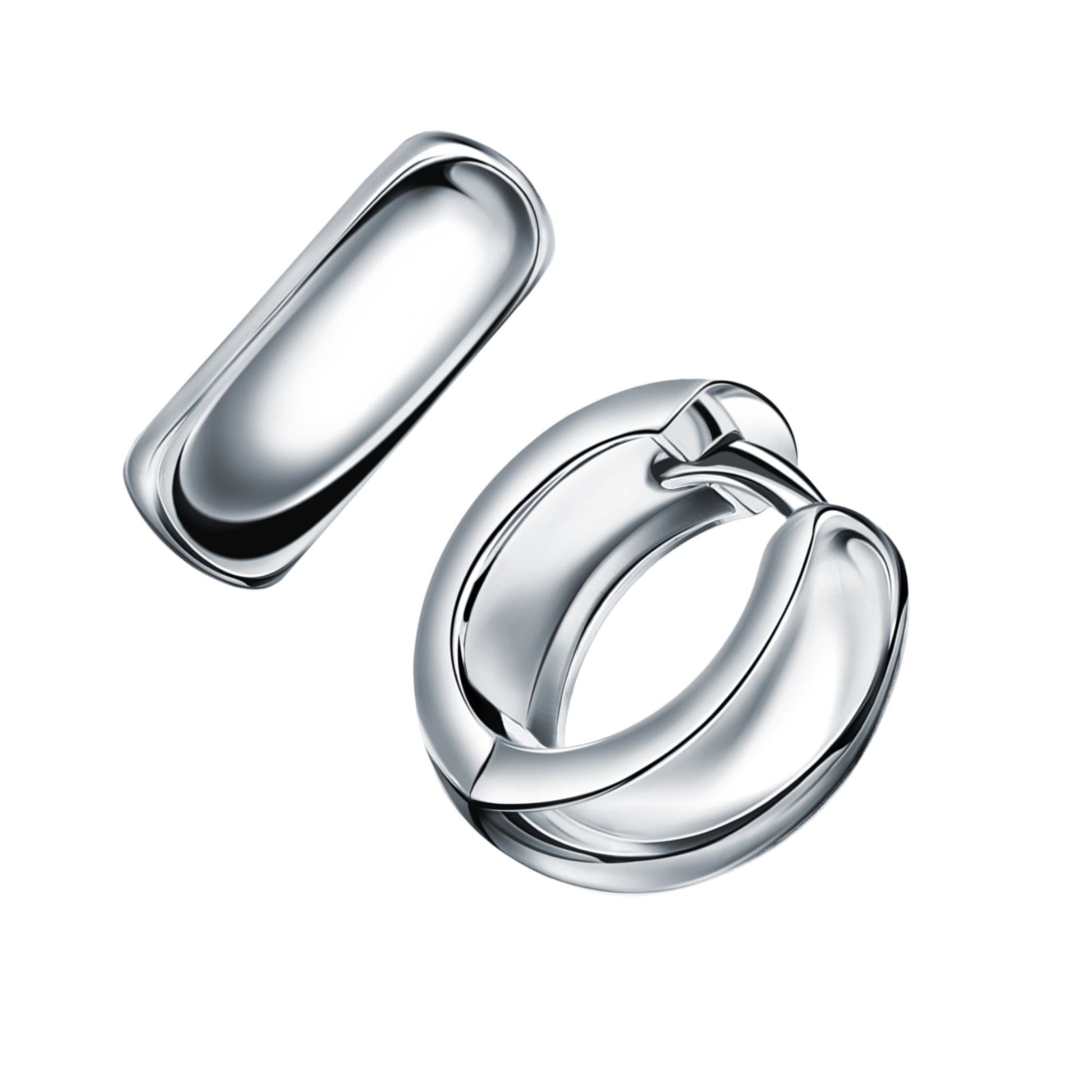 14k Gold Thick Hinged Huggies Earring, Huggie Hoop Earrings, 925 Sterling Silver. Cushionblue