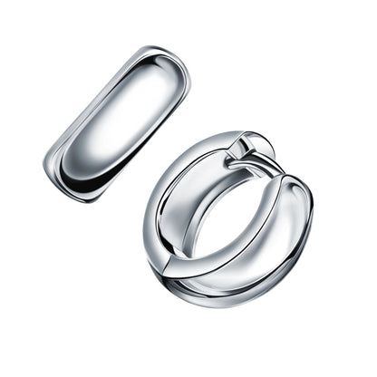 14k Gold Thick Hinged Huggies Earring, Huggie Hoop Earrings, 925 Sterling Silver. Cushionblue