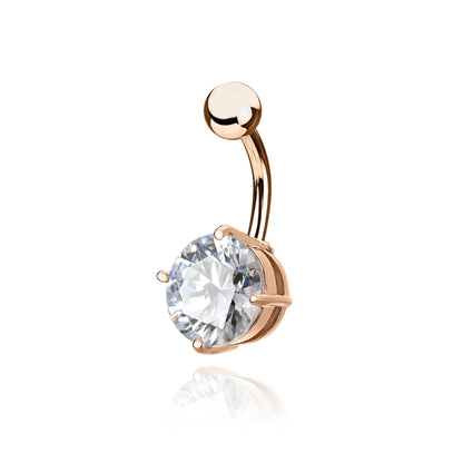 14k Solid Gold Round Diamond Belly Piercing Cushionblue