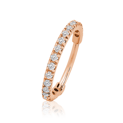 14K Gold Shine Hoop,Septum Conch Ring, Ear Clicker, Diamond (0.16ct). Cushionblue