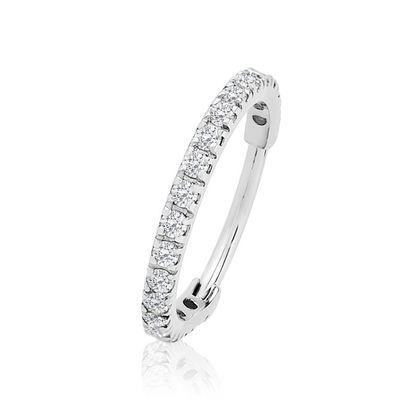14K Gold Shine Hoop,Septum Conch Ring, Ear Clicker, Diamond (0.16ct). Cushionblue