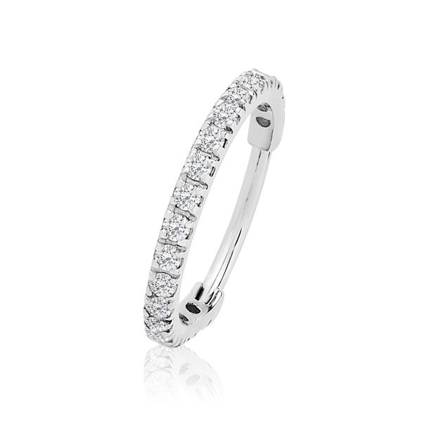 14K Gold Shine Hoop,Septum Conch Ring, Ear Clicker, Diamond (0.16ct). Cushionblue