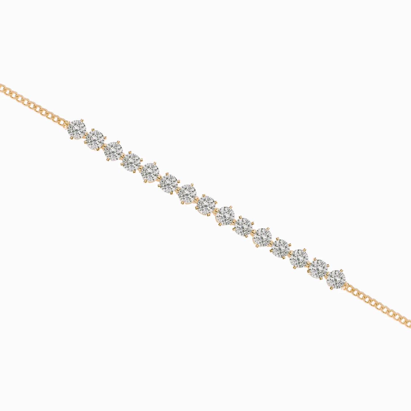 Solid Gold Diamond Chain Anklet Cushionblue