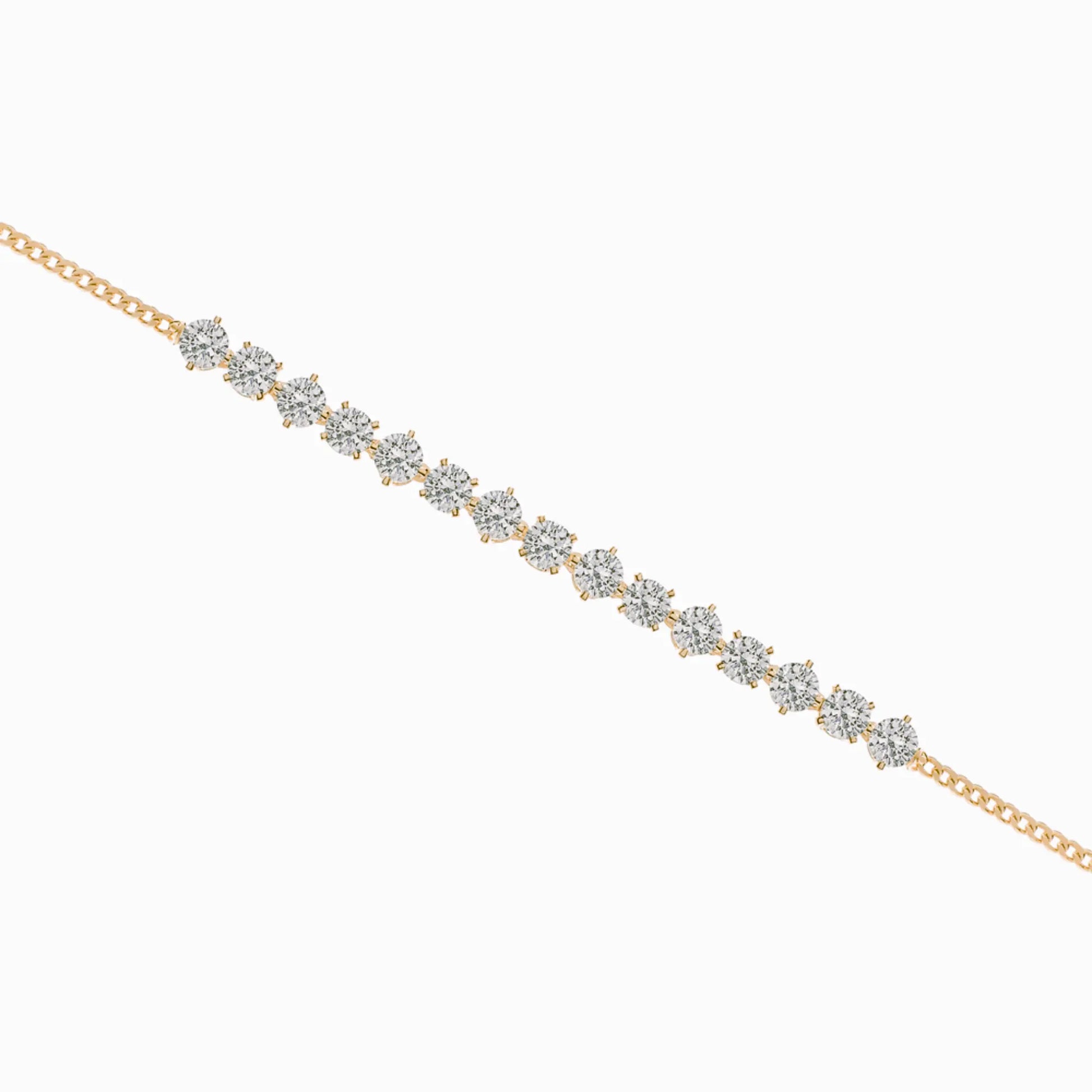 Solid Gold Diamond Chain Anklet Cushionblue