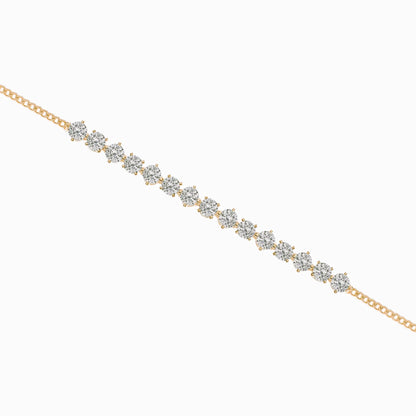 Solid Gold Diamond Chain Anklet Cushionblue