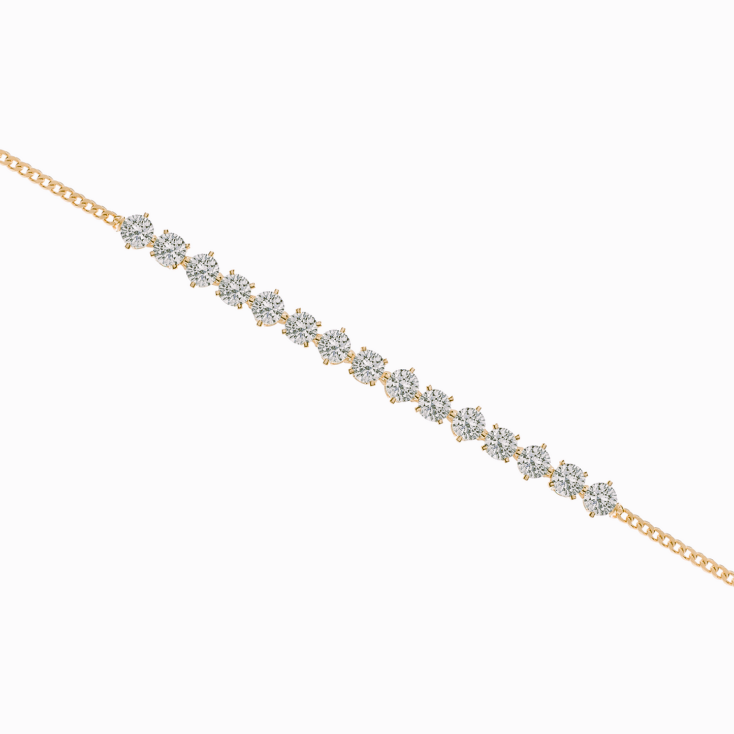 Solid Gold Chain Anklet, Diamond Bracelet (1.05ct) Hip Hop Jewelry. Cushionblue