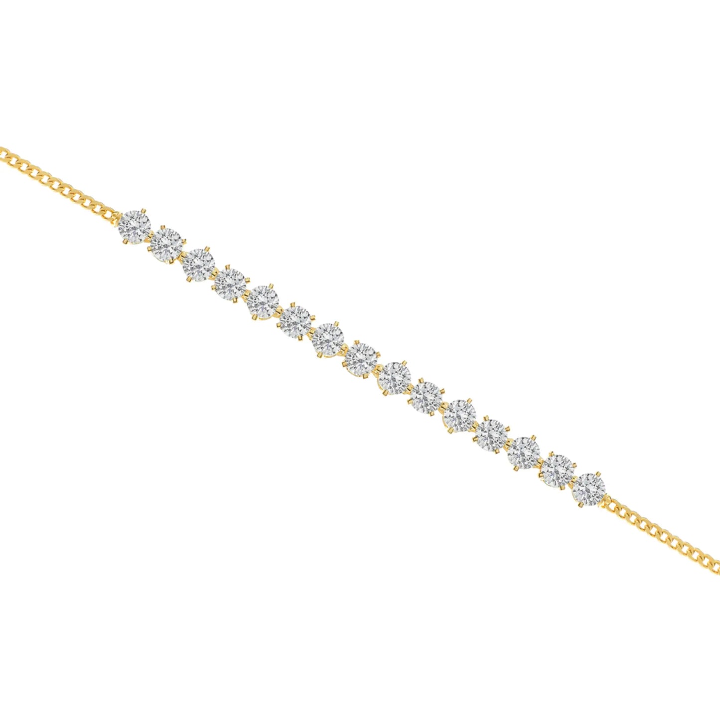 Solid Gold Diamond Chain Anklet Cushionblue