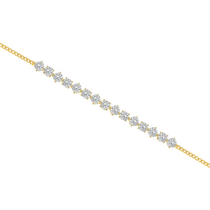 Solid Gold Diamond Chain Anklet Cushionblue