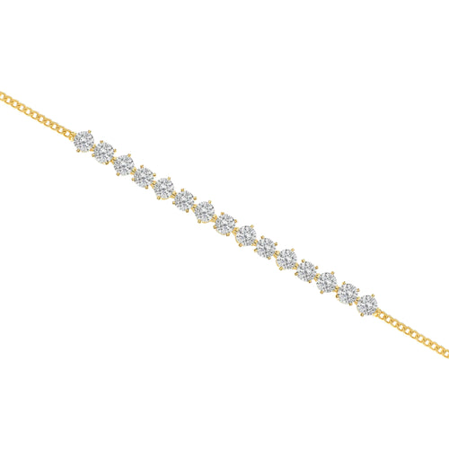 Solid Gold Diamond Chain Anklet Cushionblue