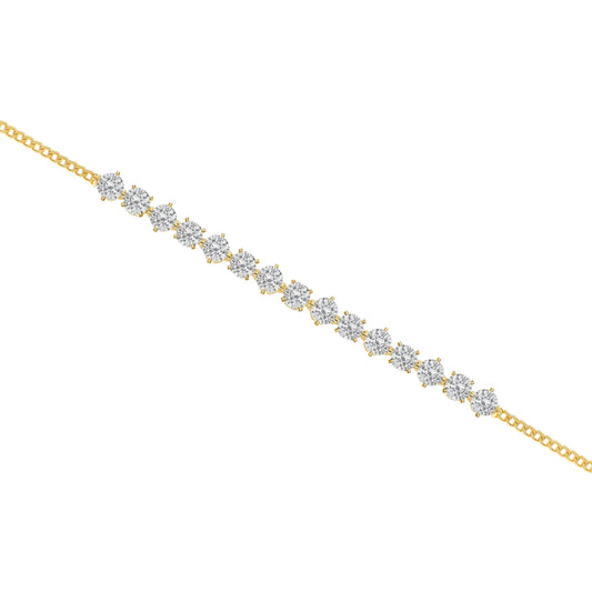 Solid Gold Diamond Chain Anklet Cushionblue
