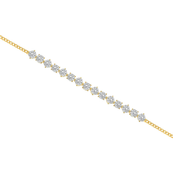 Solid Gold Diamond Chain Anklet Cushionblue