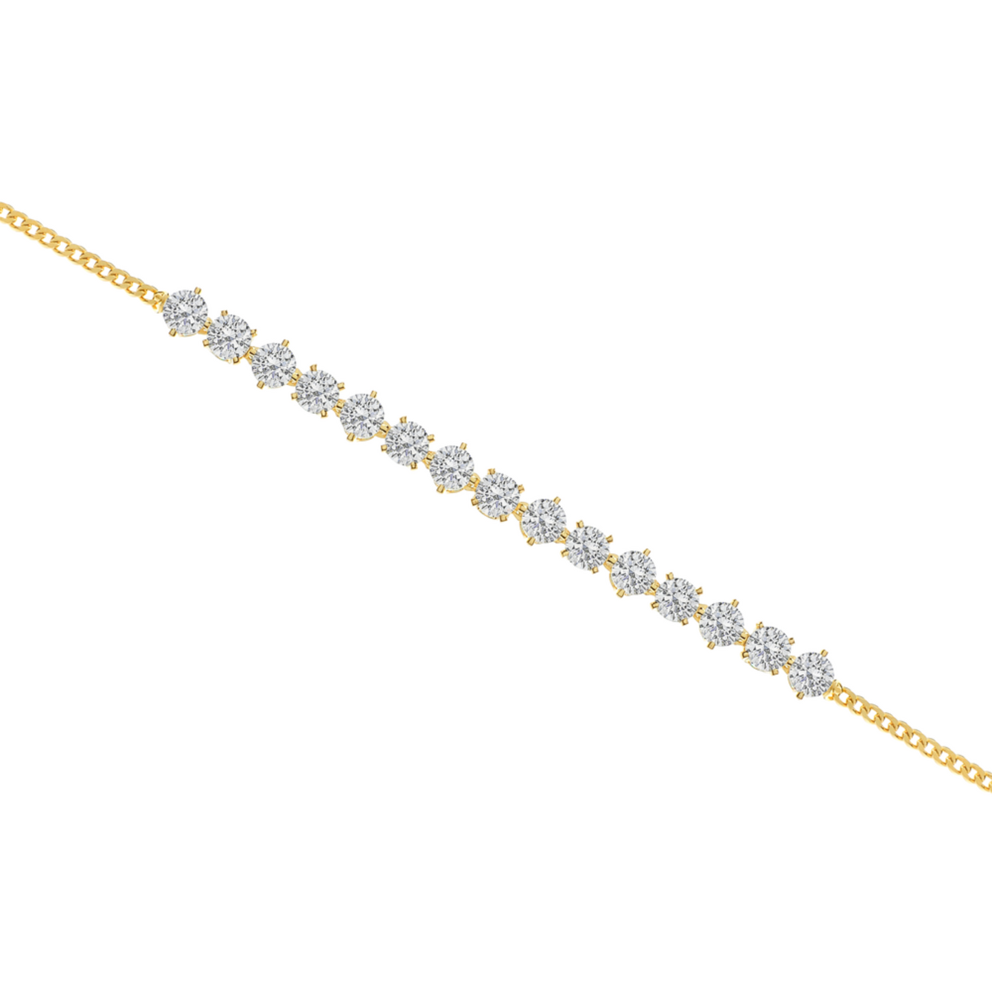 Solid Gold Chain Anklet, Diamond Bracelet (1.05ct) Hip Hop Jewelry. Cushionblue