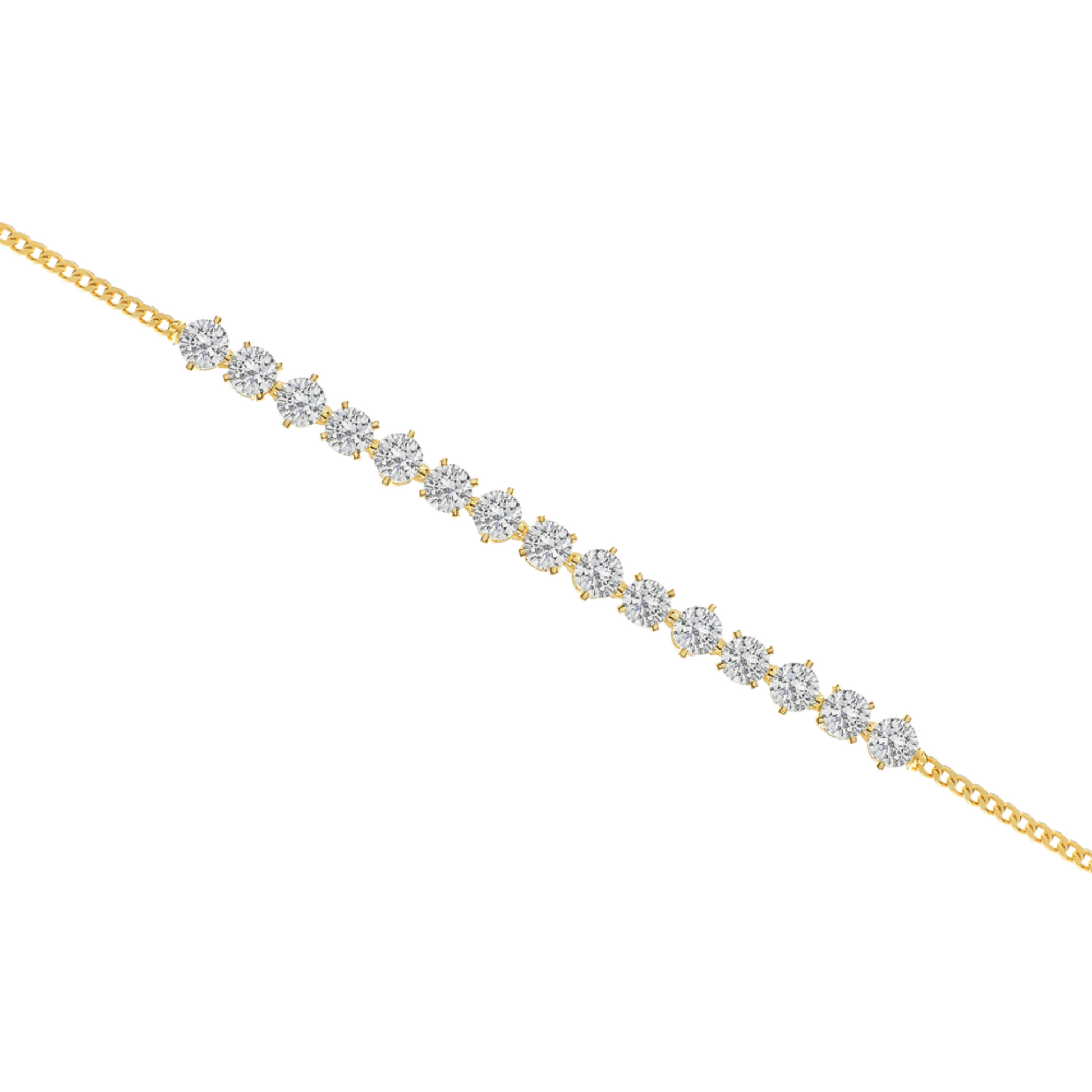 Solid Gold Chain Anklet, Diamond Bracelet (1.05ct) Hip Hop Jewelry. Cushionblue