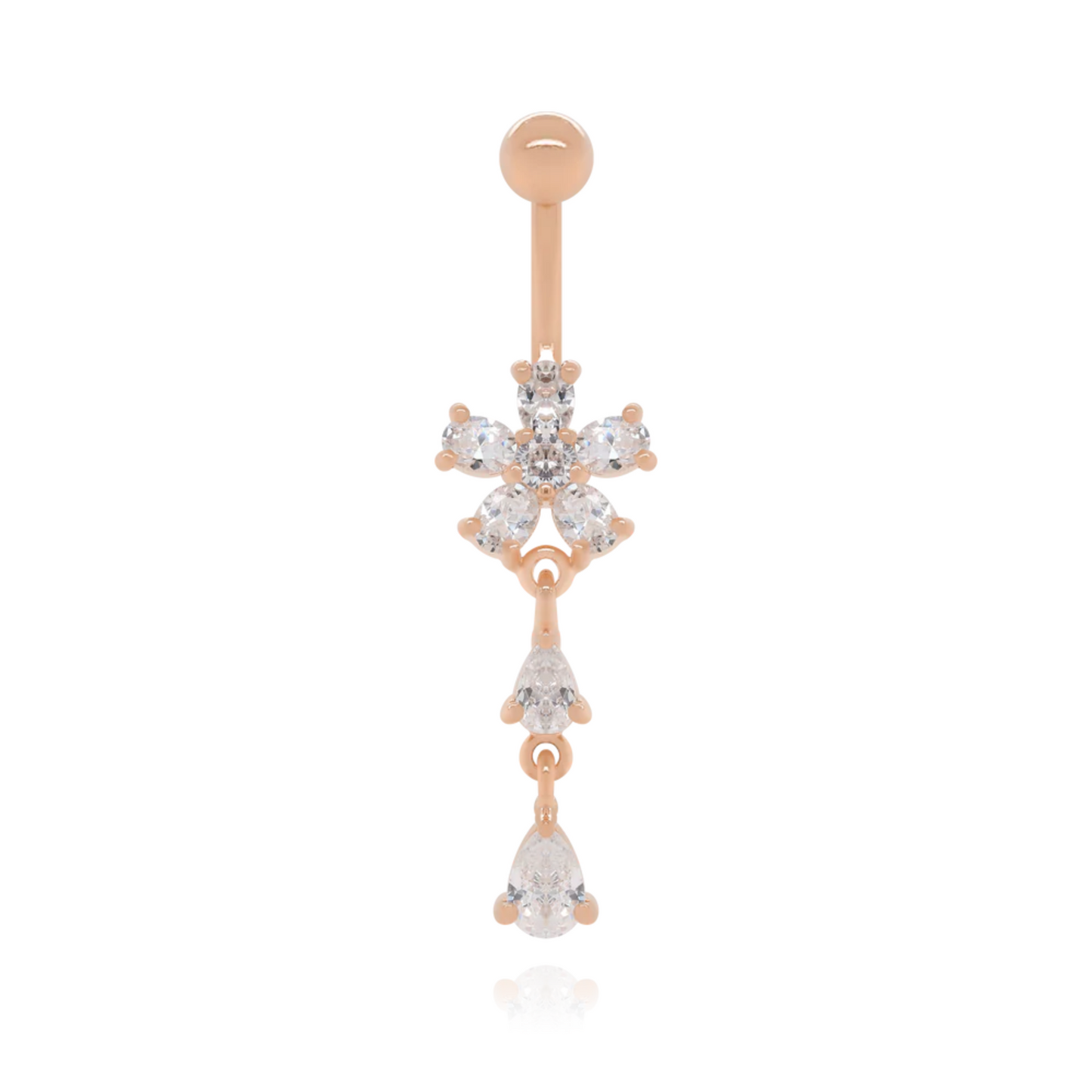 Flower Diamond Belly Button Ring Cushionblue
