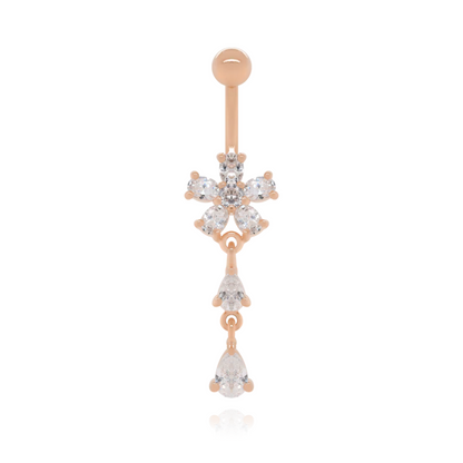 Flower Diamond Belly Button Ring Cushionblue