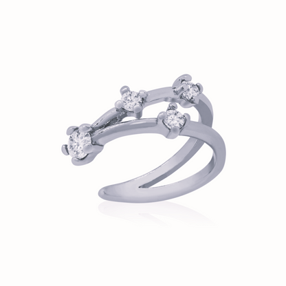 14K Gold wrap Dainty Double Ear Cuff, 0.08ct Diamond Piercing. Cushionblue