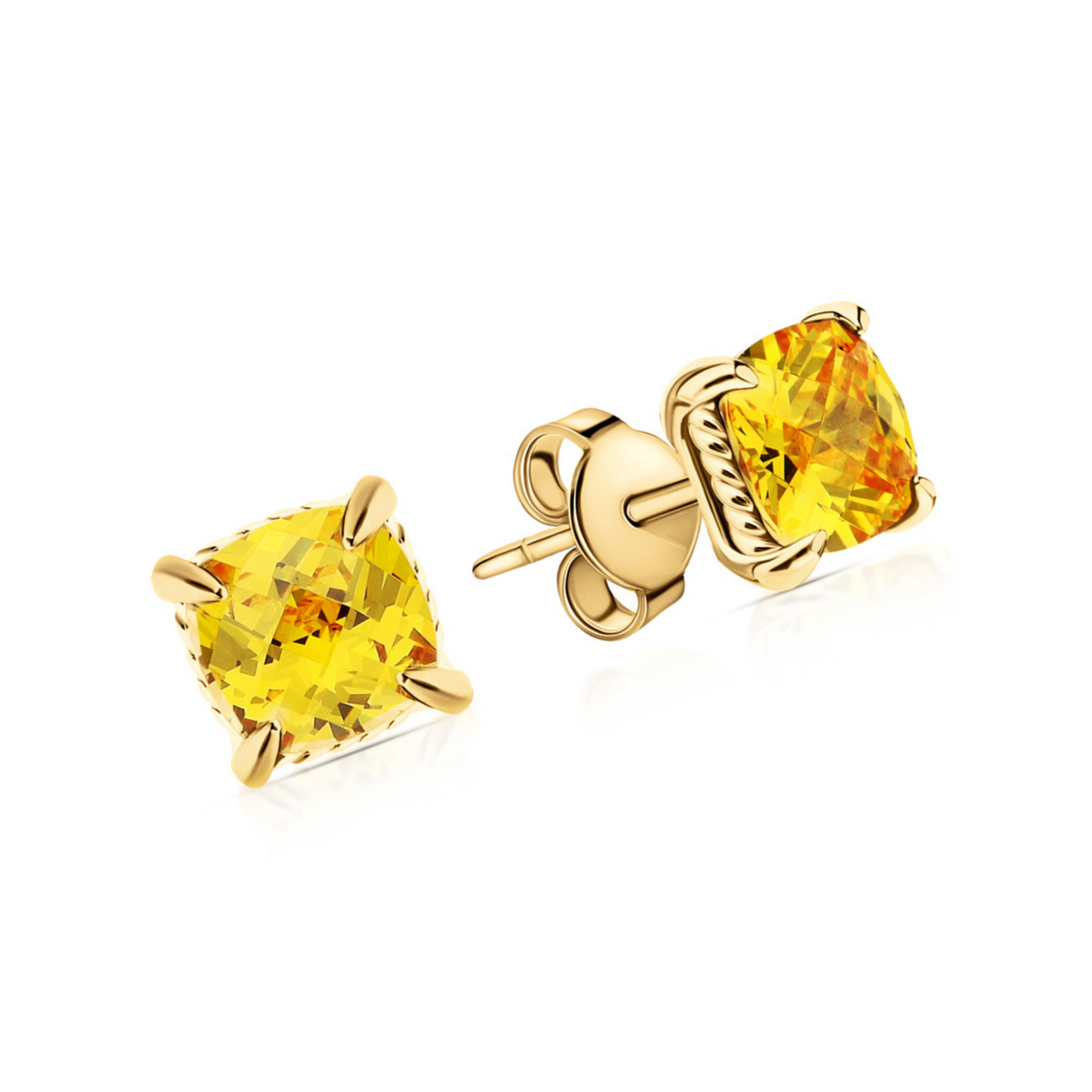 Cushion Cut Citrine Stud Earrings Cushionblue