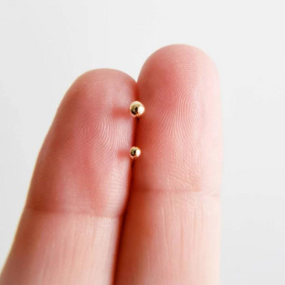 14k Gold Solid Stud, Dainty Ball Earring, Plain Ball Round Stud Earring. Cushionblue