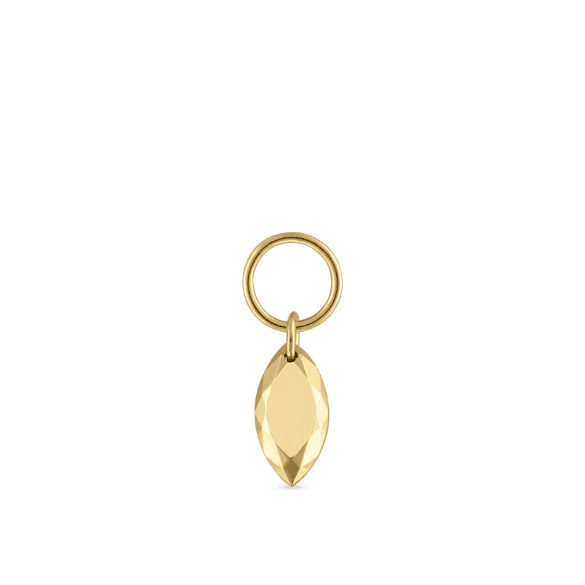 14k Gold Faceted Marquise Charm, Ear Piercing Drop, Add on for Hoop. Cushionblue