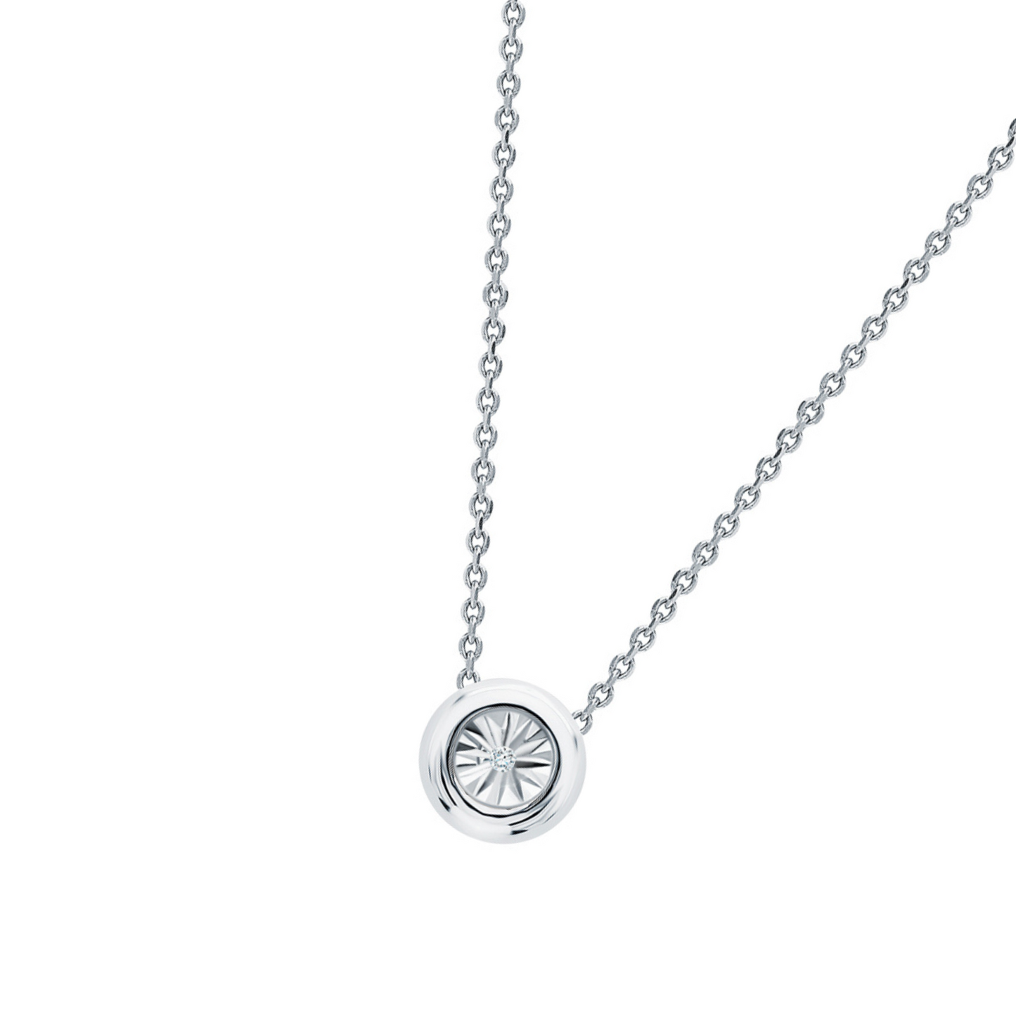 14k Solid Gold Solitaire Diamond Necklace | Bezel Set Round Diamond Pendant | Dainty Birthday or Everyday Gift. Cushionblue