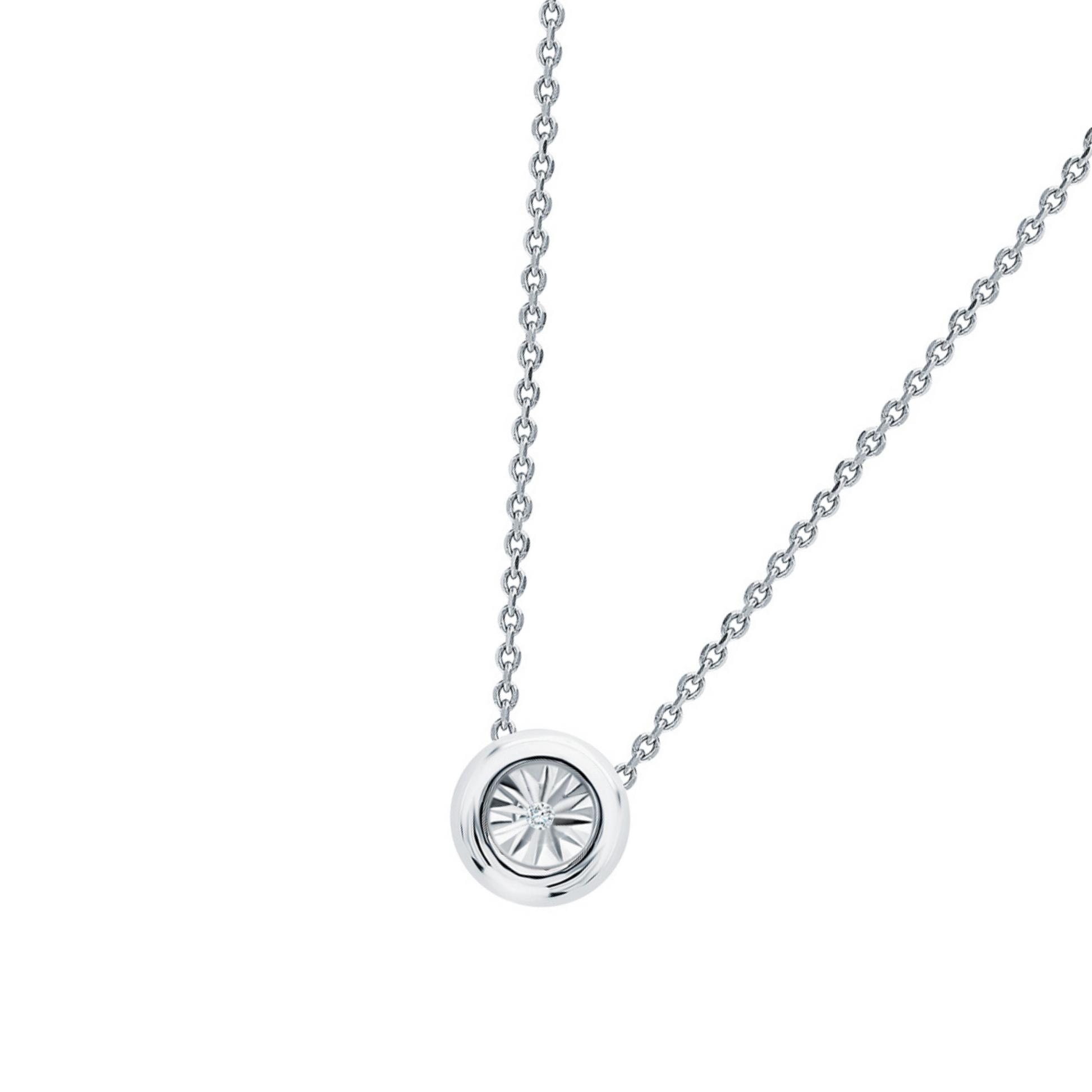 14k Solid Gold Solitaire Diamond Necklace | Bezel Set Round Diamond Pendant | Dainty Birthday or Everyday Gift. Cushionblue