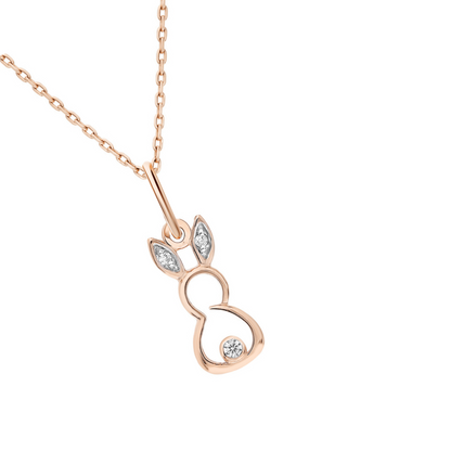 14k Solid Gold Diamond Rabbit Pendant | Bunny Charm Necklace | Handcrafted Animal Jewelry Gift for Her Cushionblue