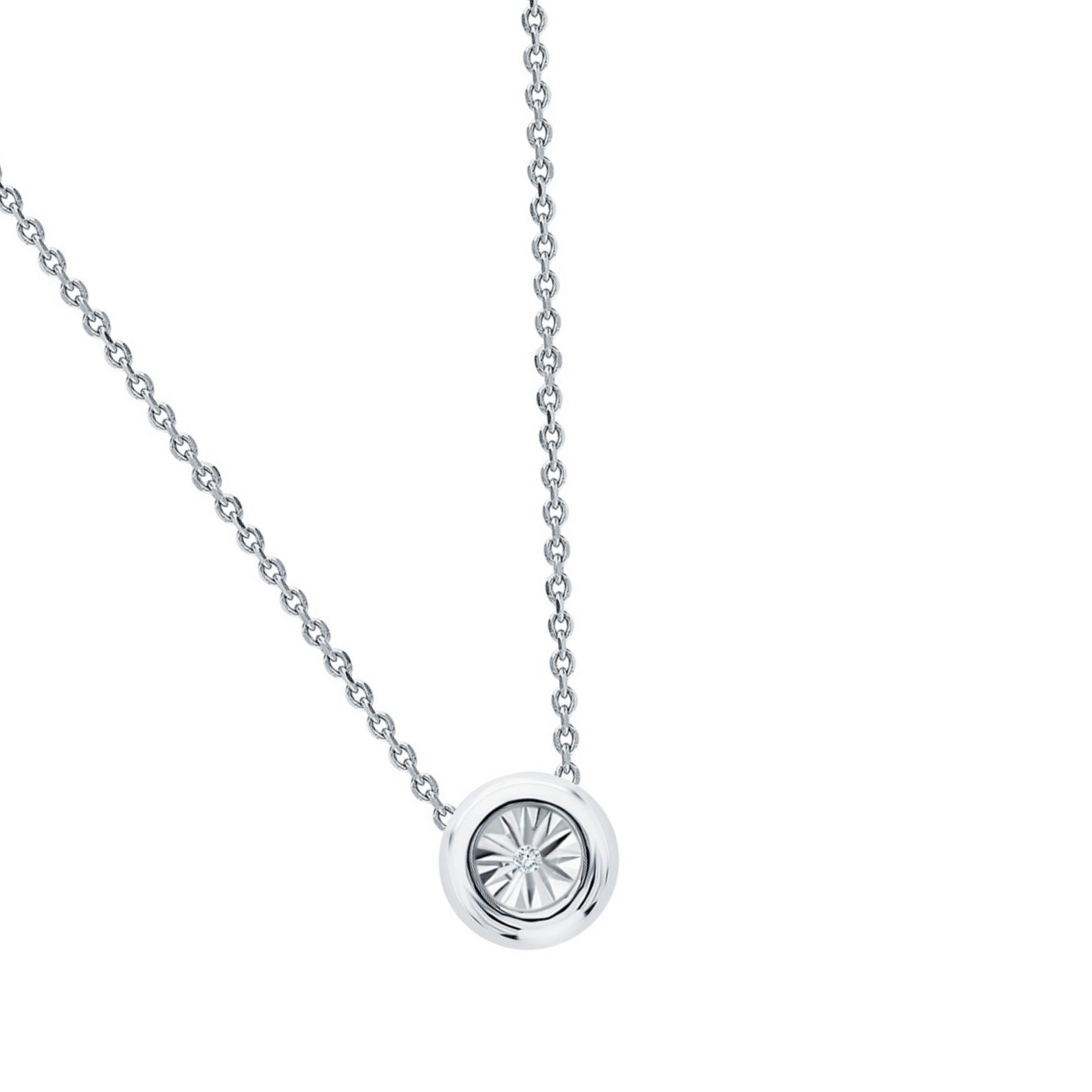 14k Solid Gold Solitaire Diamond Necklace | Bezel Set Round Diamond Pendant | Dainty Birthday or Everyday Gift. Cushionblue