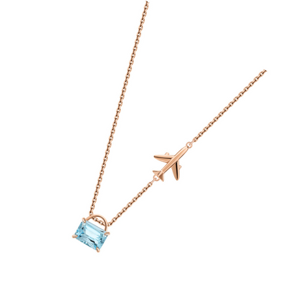 14K Gold Emerald Cut Sky Topaz Pendant | Solitaire Topaz Necklace | Airplane Charm Pendant,  | Flying High Necklace | Birthday Gift for Her. Cushionblue