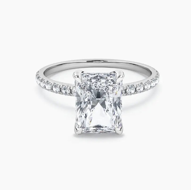 Radiant Cut Diamond Engagement Ring, 14K White Gold Solitaire Ring, Luxury Wedding Jewelry, Elegant Proposal Ring for Women. Cushionblue