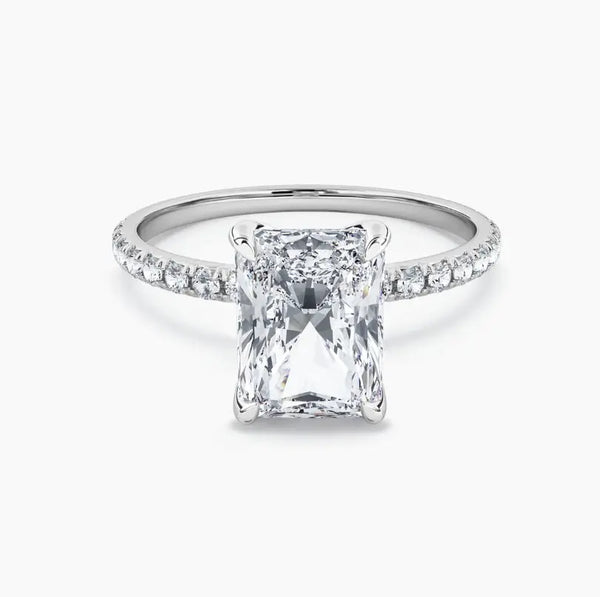 Radiant Cut Diamond Engagement Ring, 14K White Gold Solitaire Ring, Luxury Wedding Jewelry, Elegant Proposal Ring for Women. Cushionblue