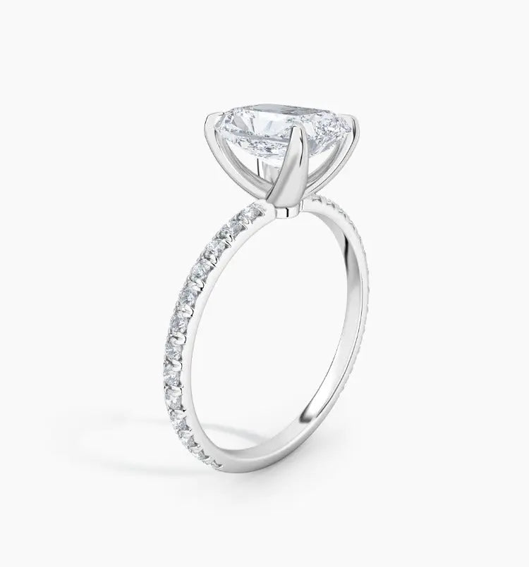 Radiant Cut Diamond Engagement Ring, 14K White Gold Solitaire Ring, Luxury Wedding Jewelry, Elegant Proposal Ring for Women. Cushionblue