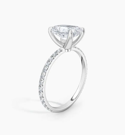 Radiant Cut Diamond Engagement Ring, 14K White Gold Solitaire Ring, Luxury Wedding Jewelry, Elegant Proposal Ring for Women. Cushionblue