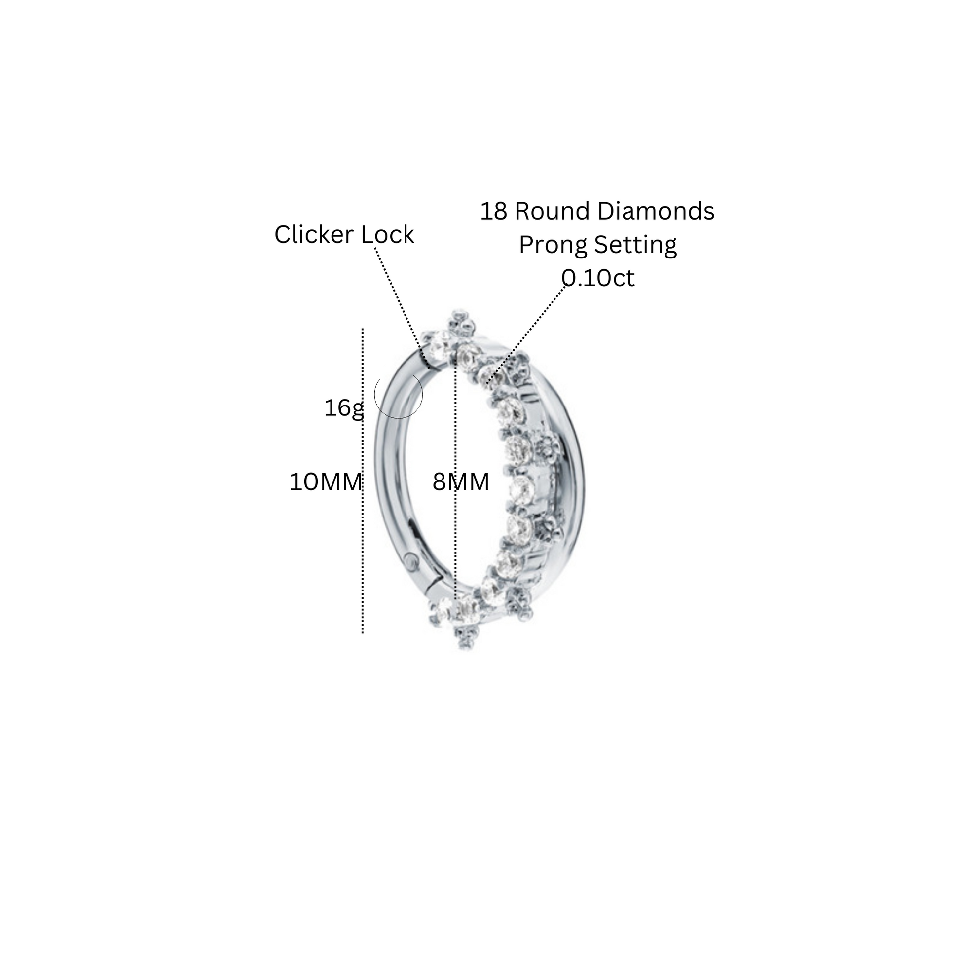 14K Gold Daith Earring-Diamond Septum Ring-Conch Earring-Septum Piercing. Cushionblue