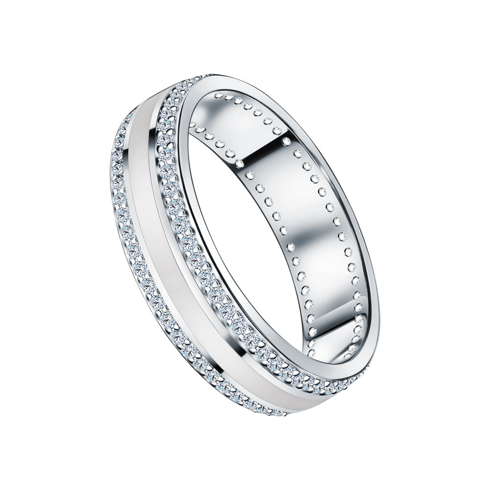 Enamel Diamond Ring, Custom Ring Cushionblue
