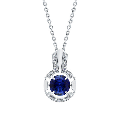 14k Blue Sapphire Round Pendant Cushionblue