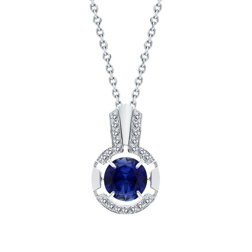 14k Blue Sapphire Round Pendant Cushionblue