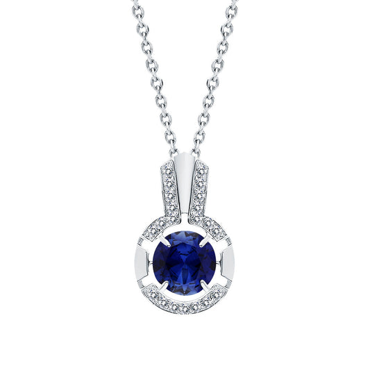 14k Blue Sapphire Round Pendant Cushionblue