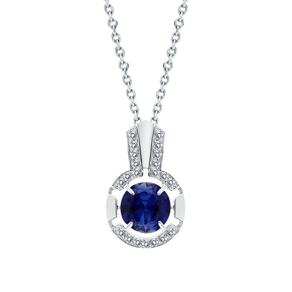 14k Blue Sapphire Round Pendant Cushionblue