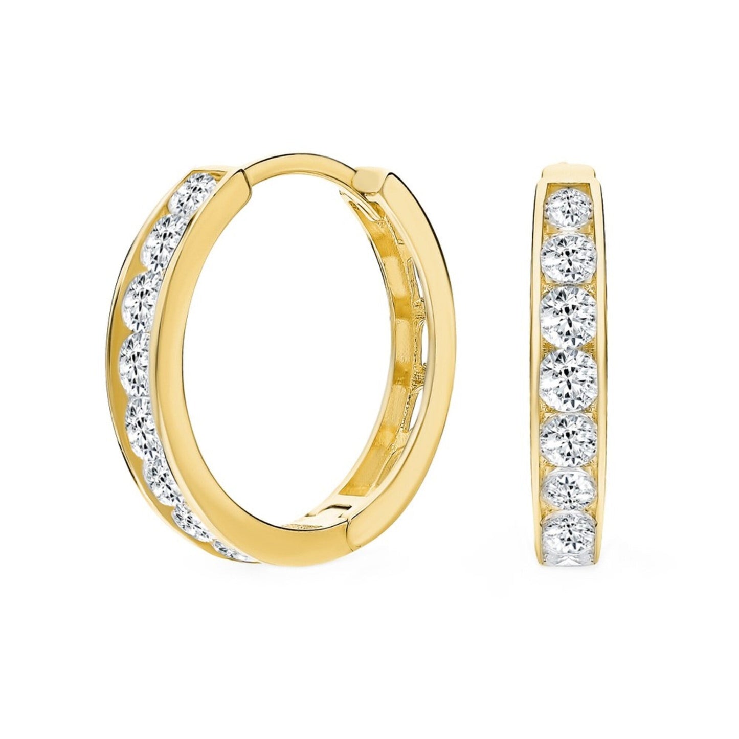 14k Solid Gold Diamond (0.46ct) Huggie Earrings,Minimalist Huggie. Cushionblue