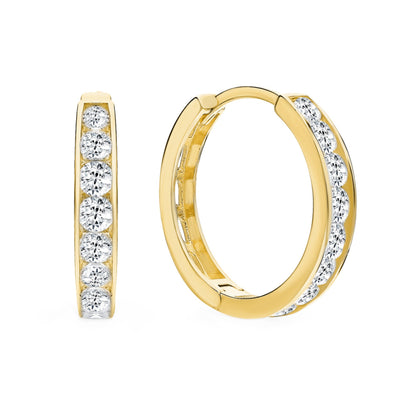 14k Solid Gold Diamond Huggie Earrings Cushionblue