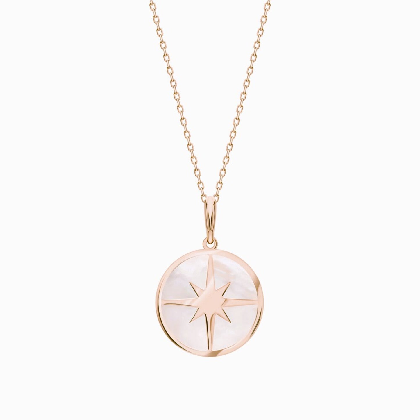 14K Gold Compass Necklace, Mother Of Pearl Compass Necklace, Birthstone Necklace. Cushionblue
